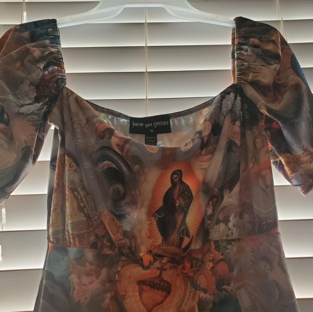 New Girl Order velvet babydoll dress with painting print - Picture 8 of 8